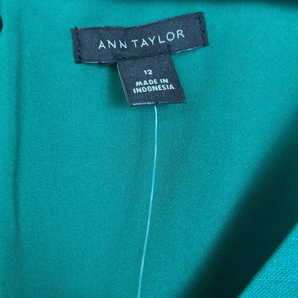 NWT Ann Taylor Linen Dress Emerald Green Fit Flare Midi 12 - Picture 6 of 8